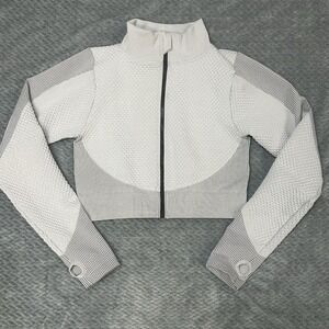BELLA MOVEMENT Women's Large Cropped Activewear Full Zip‎ Jacket Grey